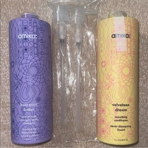 Amika Bust your brass Shampoo & Velveteen Dream Conditioner Set/duo -FREE pumps